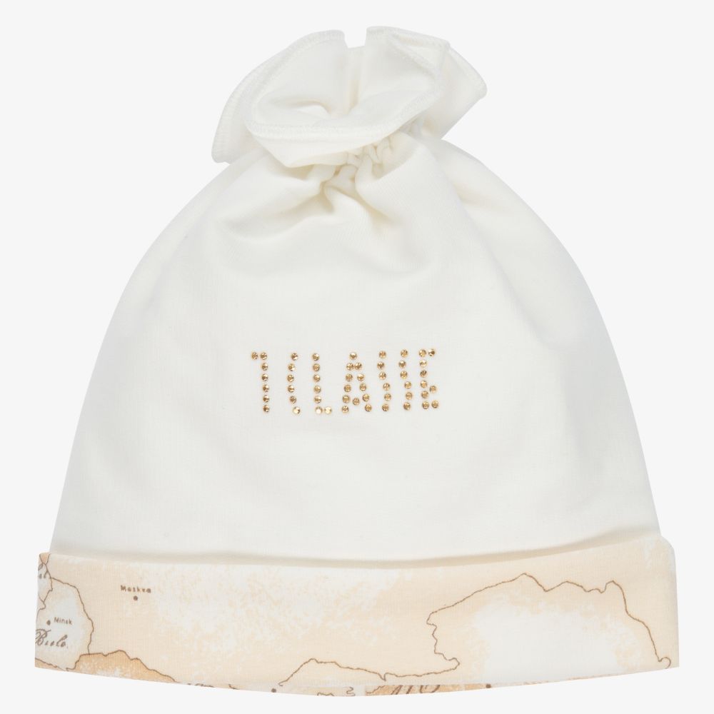 Alviero Martini-Ivory Geo Map Cotton Baby Hat | Childrensalon Outlet