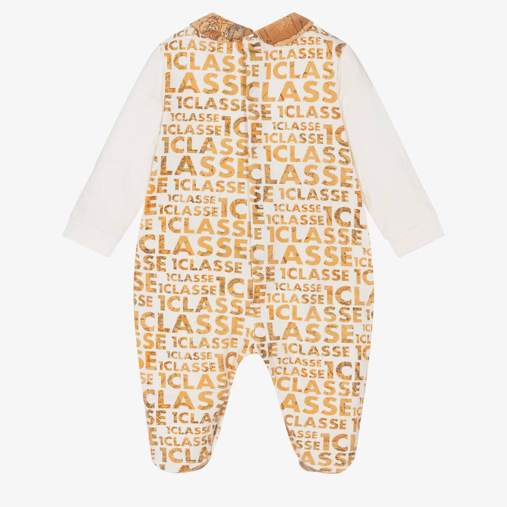 Alviero Martini-Ivory Geo Map Cotton Babygrow | Childrensalon Outlet