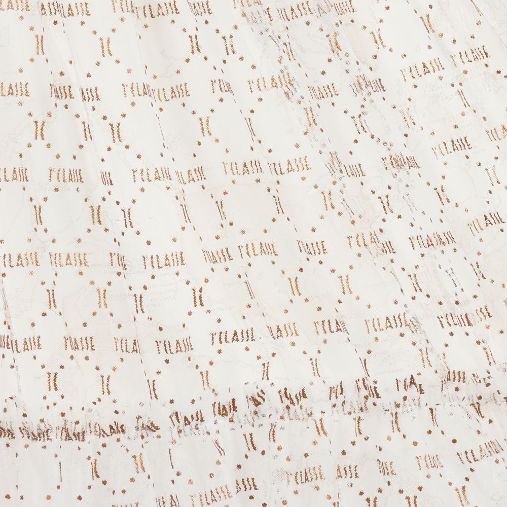 Alviero Martini-Ivory Geo Map Tulle Skirt | Childrensalon Outlet