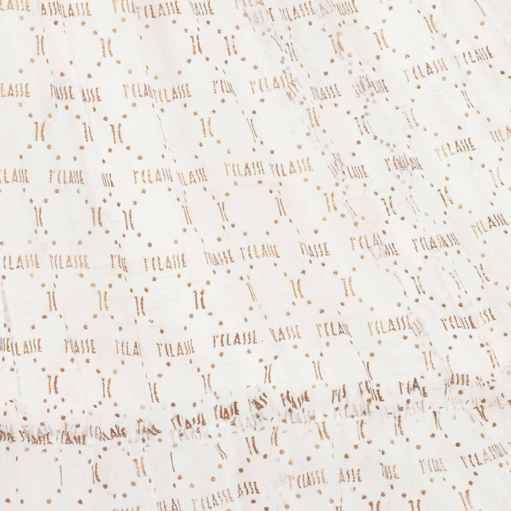 Alviero Martini-Ivory Geo Map Tulle Skirt | Childrensalon Outlet