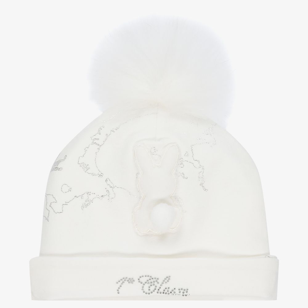 Alviero Martini - Ivory & Silver Geo Map Baby Hat | Childrensalon