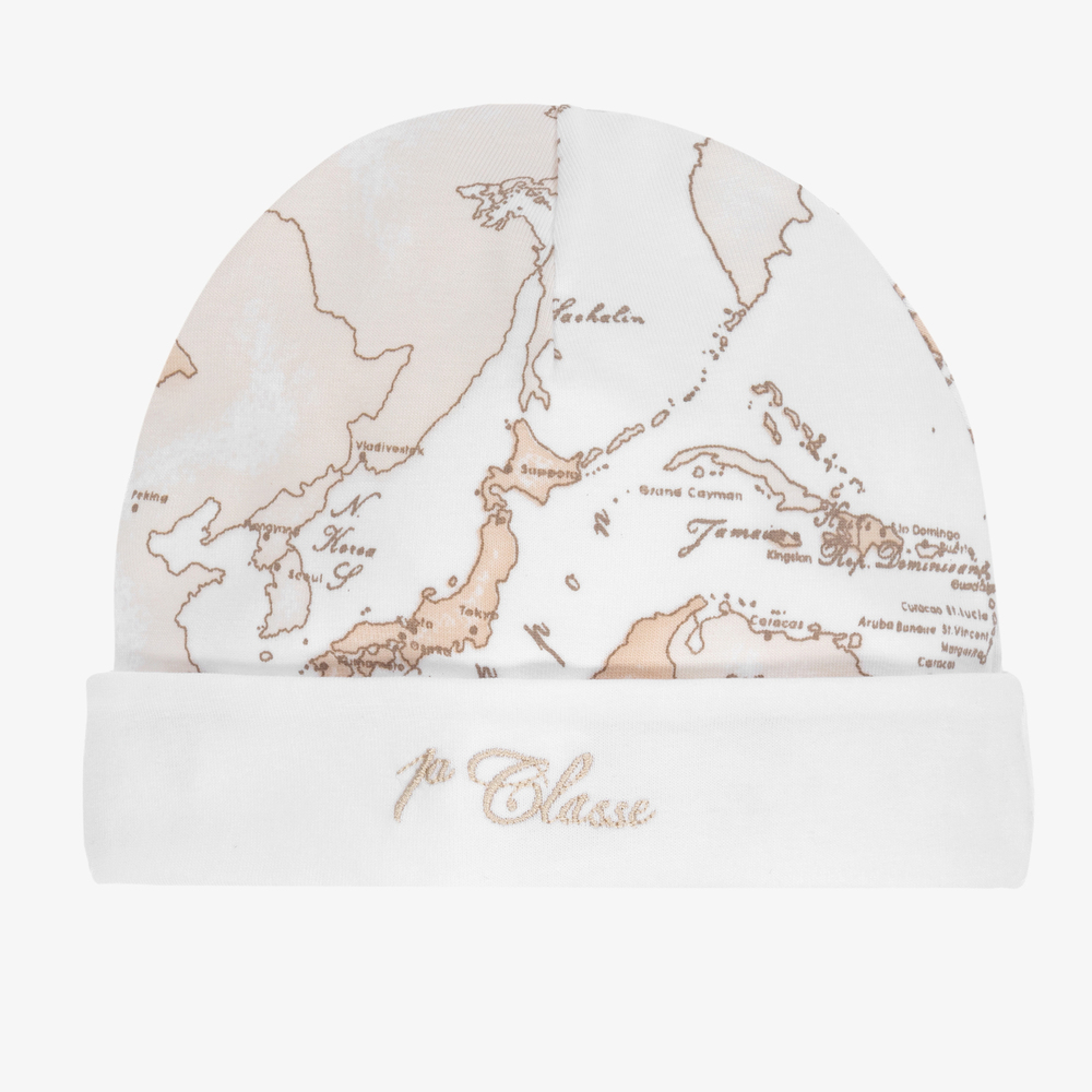 Alviero Martini - Light Beige Geo Map Baby Hat | Childrensalon