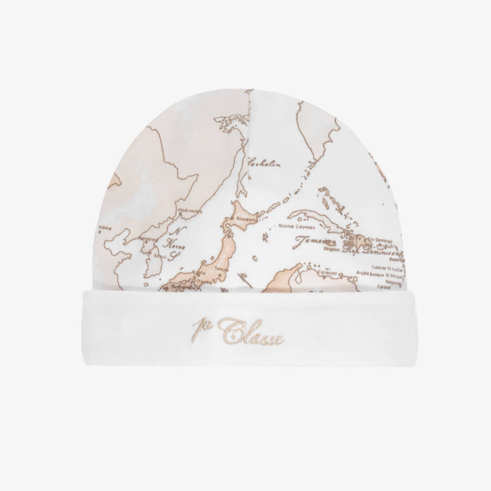 Alviero Martini-Light Beige Geo Map Baby Hat | Childrensalon Outlet