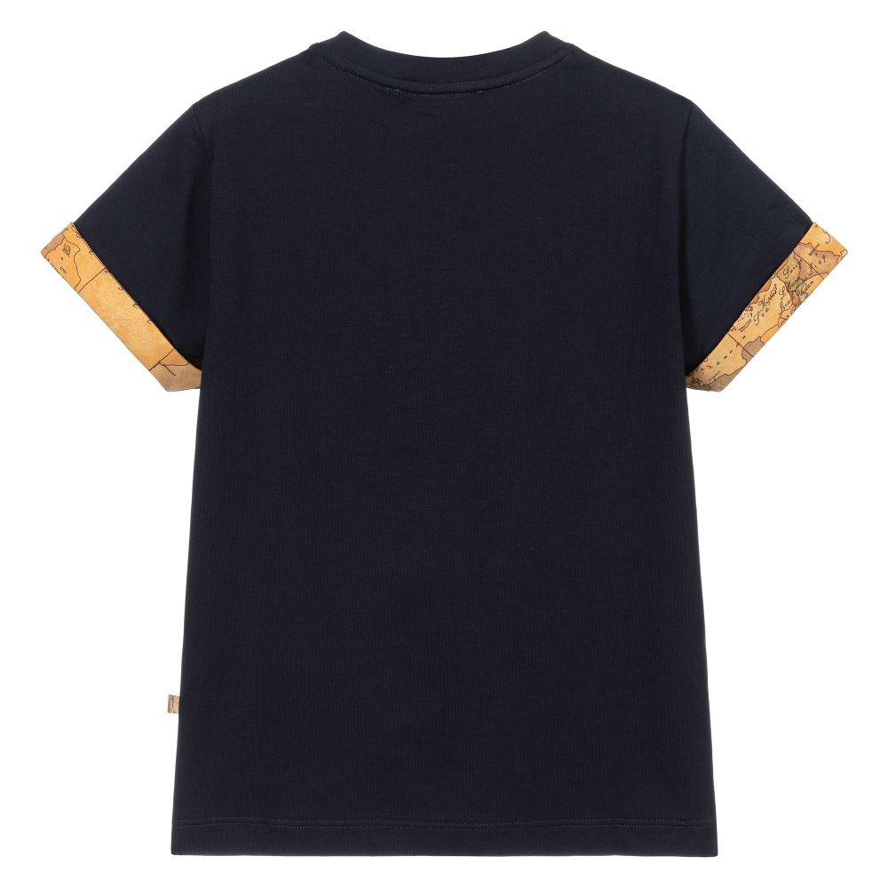 Alviero Martini-Синяя футболка с географической картой | Childrensalon Outlet