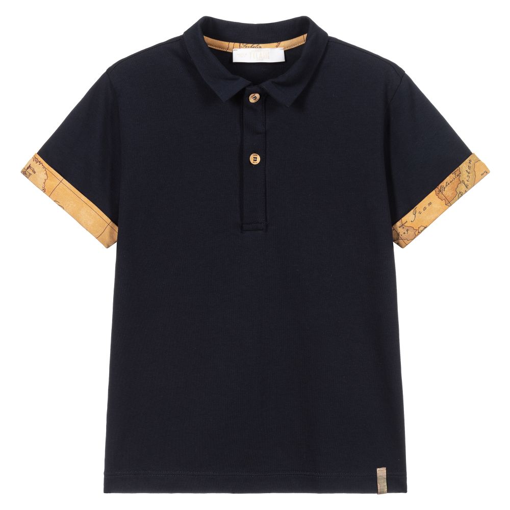 Alviero Martini - Navyblaues Polohemd mit Geo-Karte | Childrensalon