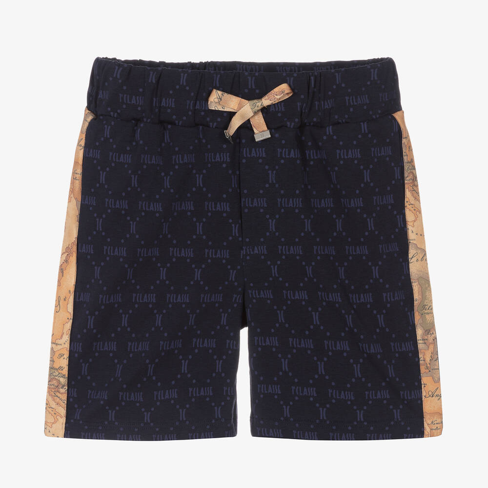 Alviero Martini Navy Blue Monogram Geo Cotton Shorts Childrensalon Outlet