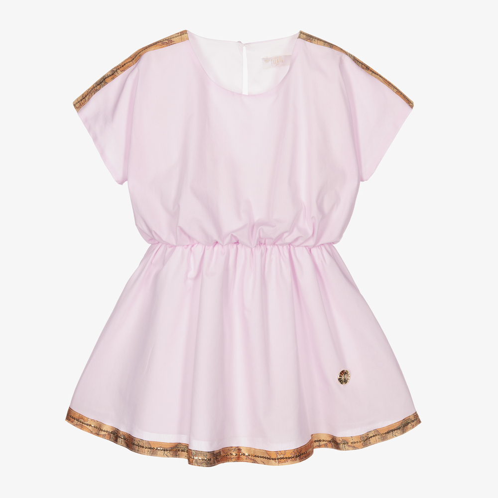 Alviero Martini - Розовое платье из хлопка с картой мира  | Childrensalon
