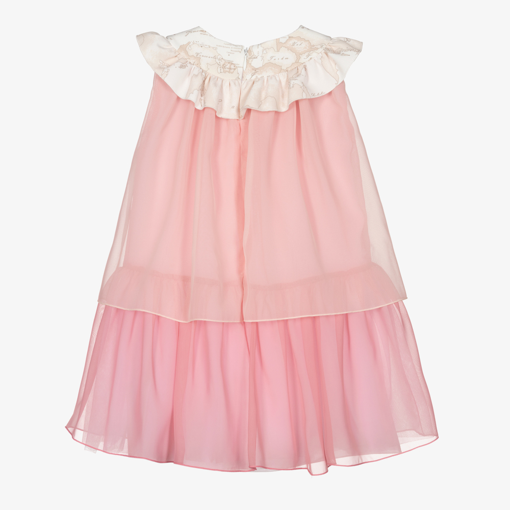 Alviero Martini-Pink Geo Map Chiffon Dress | Childrensalon Outlet