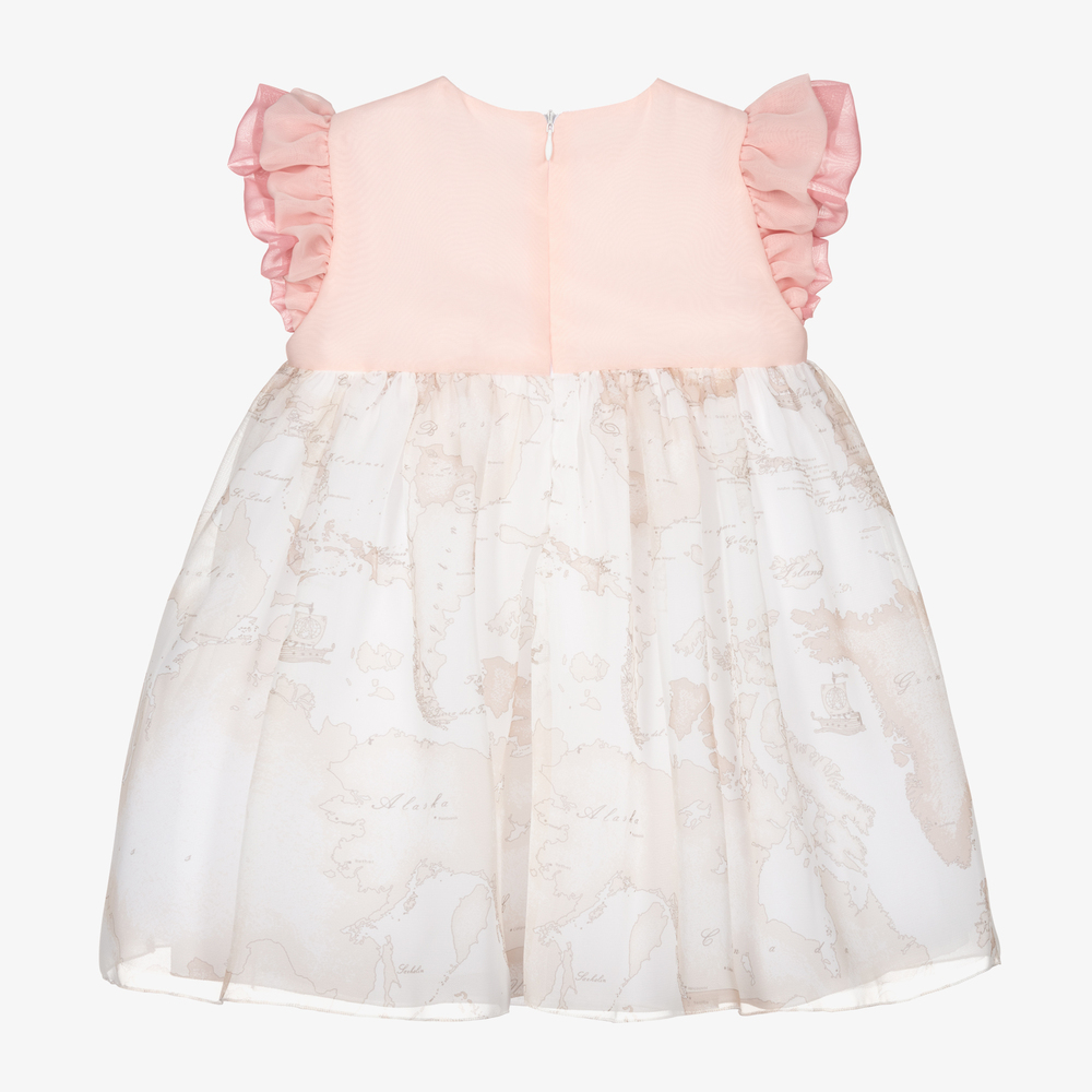 Alviero Martini-Pink Geo Map Ruffle Dress | Childrensalon Outlet