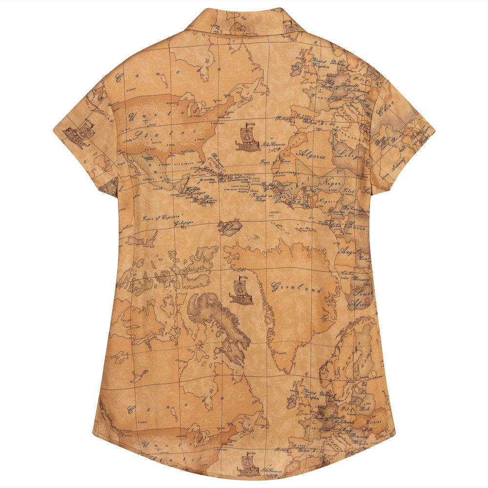 Alviero Martini-Teen Beige Geo Map Blouse  | Childrensalon Outlet