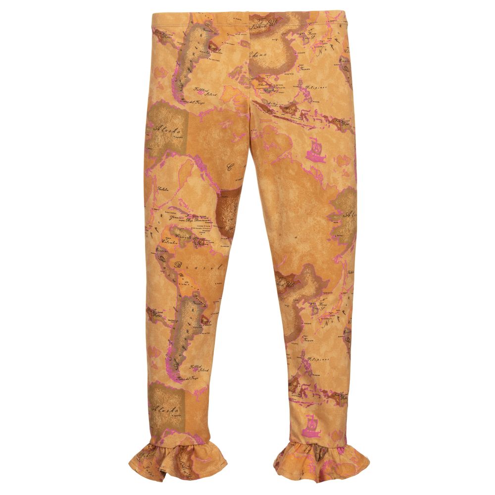 Alviero Martini-Teen Beige Geo Map Leggings | Childrensalon Outlet