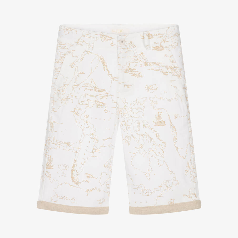 Alviero Martini - Teen Beige Geo Map Shorts | Childrensalon