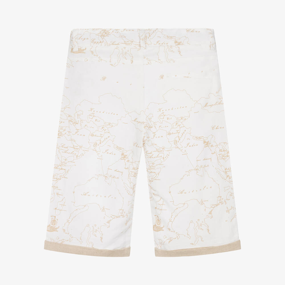 Alviero Martini-Teen Beige Geo Map Shorts | Childrensalon Outlet