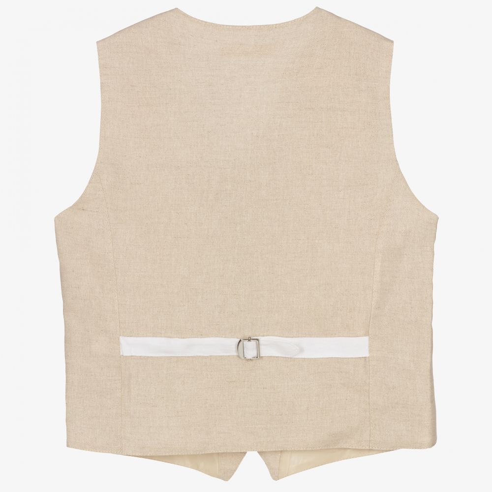 Alviero Martini-Teen Beige Linen Waistcoat | Childrensalon Outlet