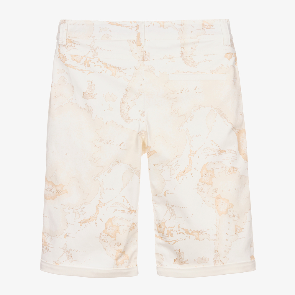 Alviero Martini-Бежевые шорты с картой мира для подростков | Childrensalon Outlet