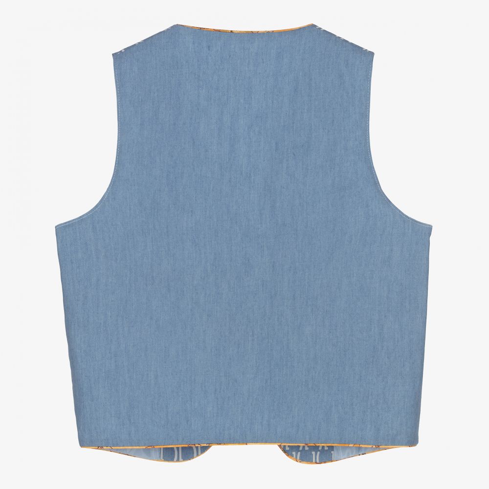 Alviero Martini-Teen Blue Chambray Waistcoat | Childrensalon Outlet