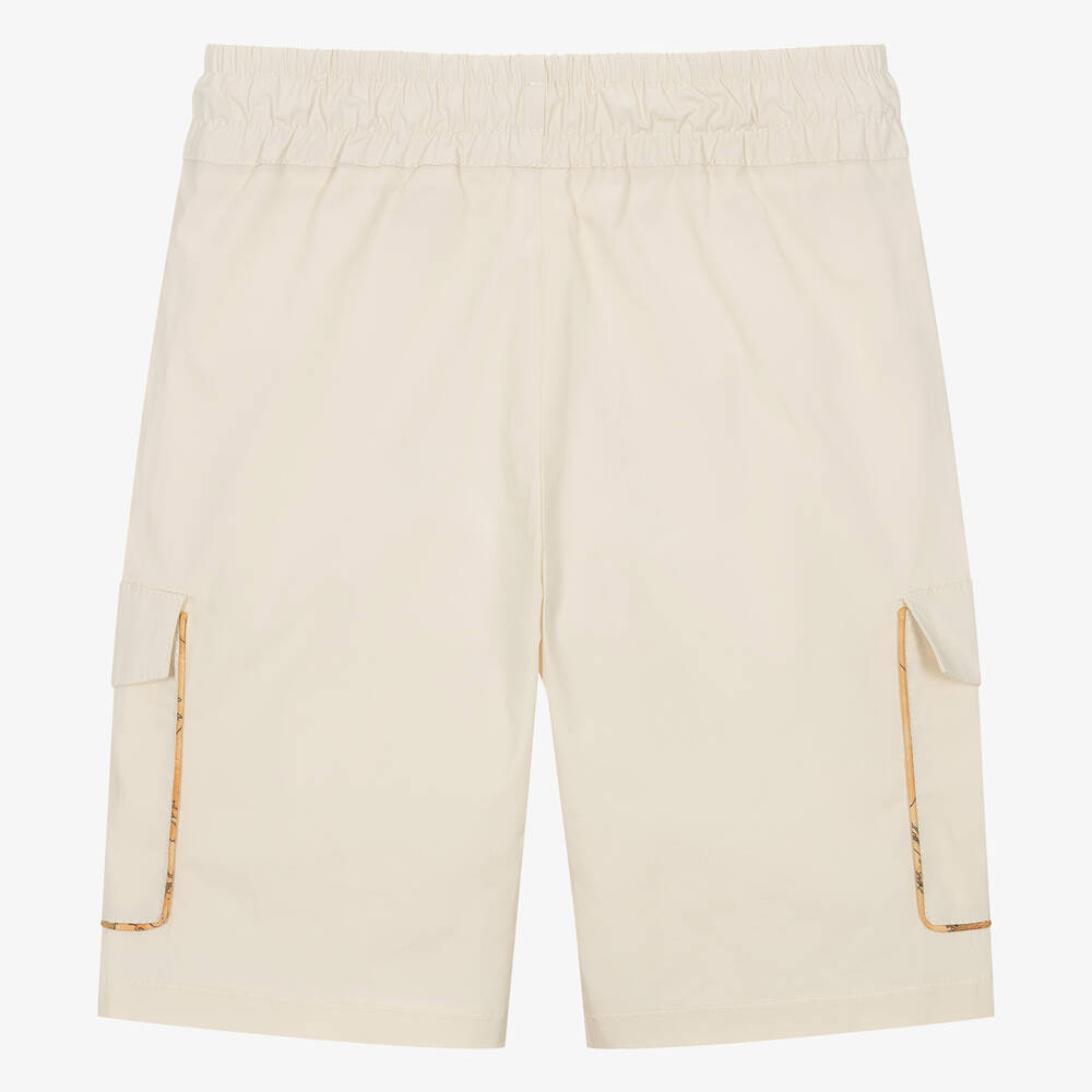 Alviero Martini-Teen Boys Beige Cotton Cargo Shorts | Childrensalon Outlet