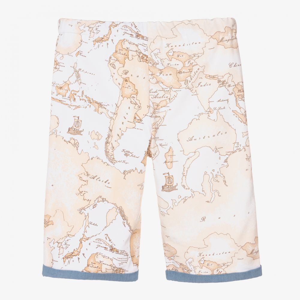 Alviero Martini-Teen Boys Beige Geo Map Shorts | Childrensalon Outlet