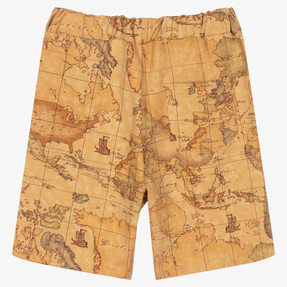 teen boys world Alviero Martini - Teen Boys Beige Geo Map Shorts | Childrensalon Outlet