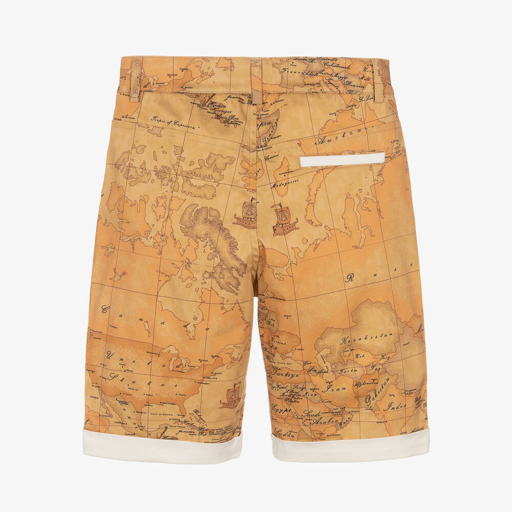 Alviero Martini-Teen Boys Beige Geo Map Shorts | Childrensalon Outlet