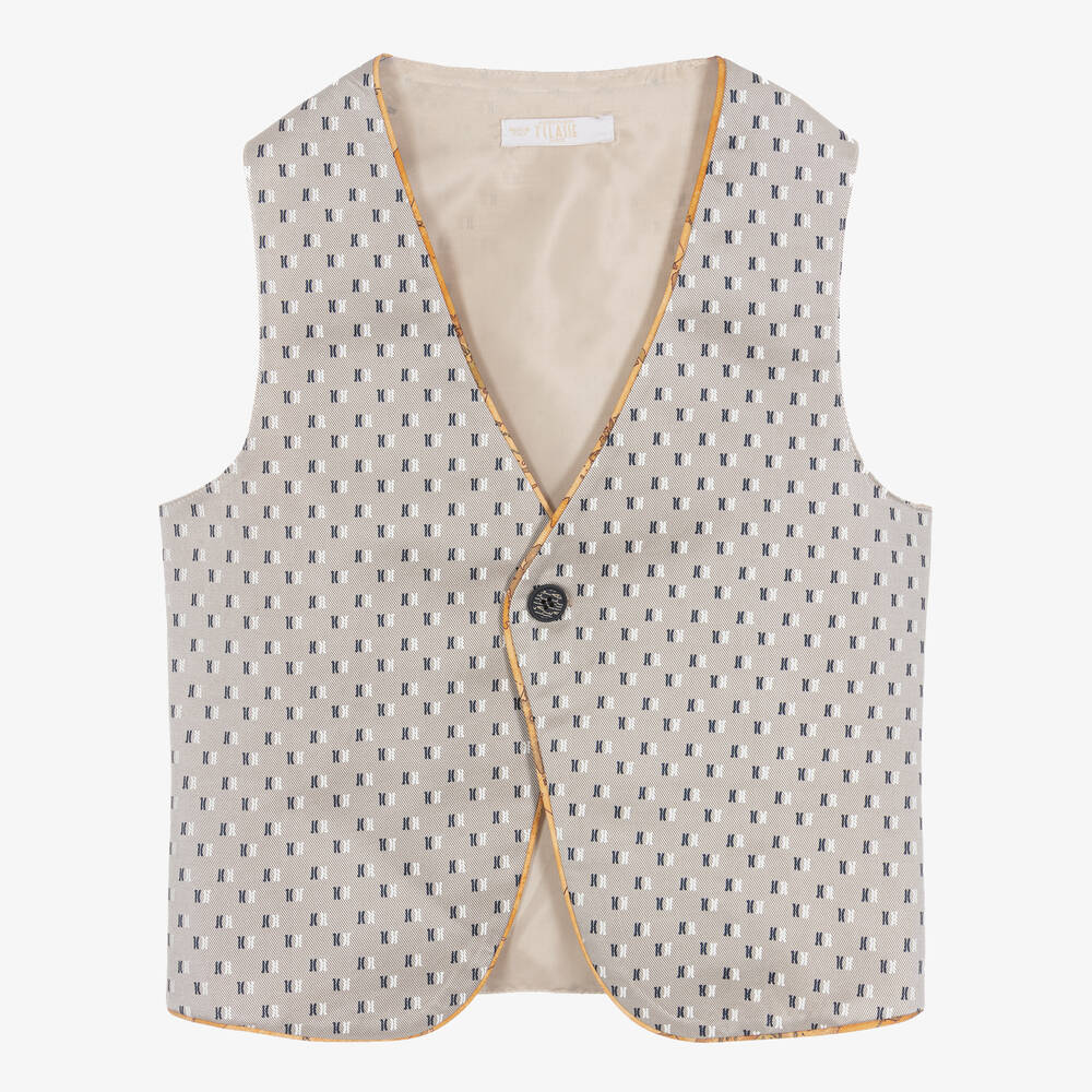 Alviero Martini - Gilet beige à monogrammes ado | Childrensalon