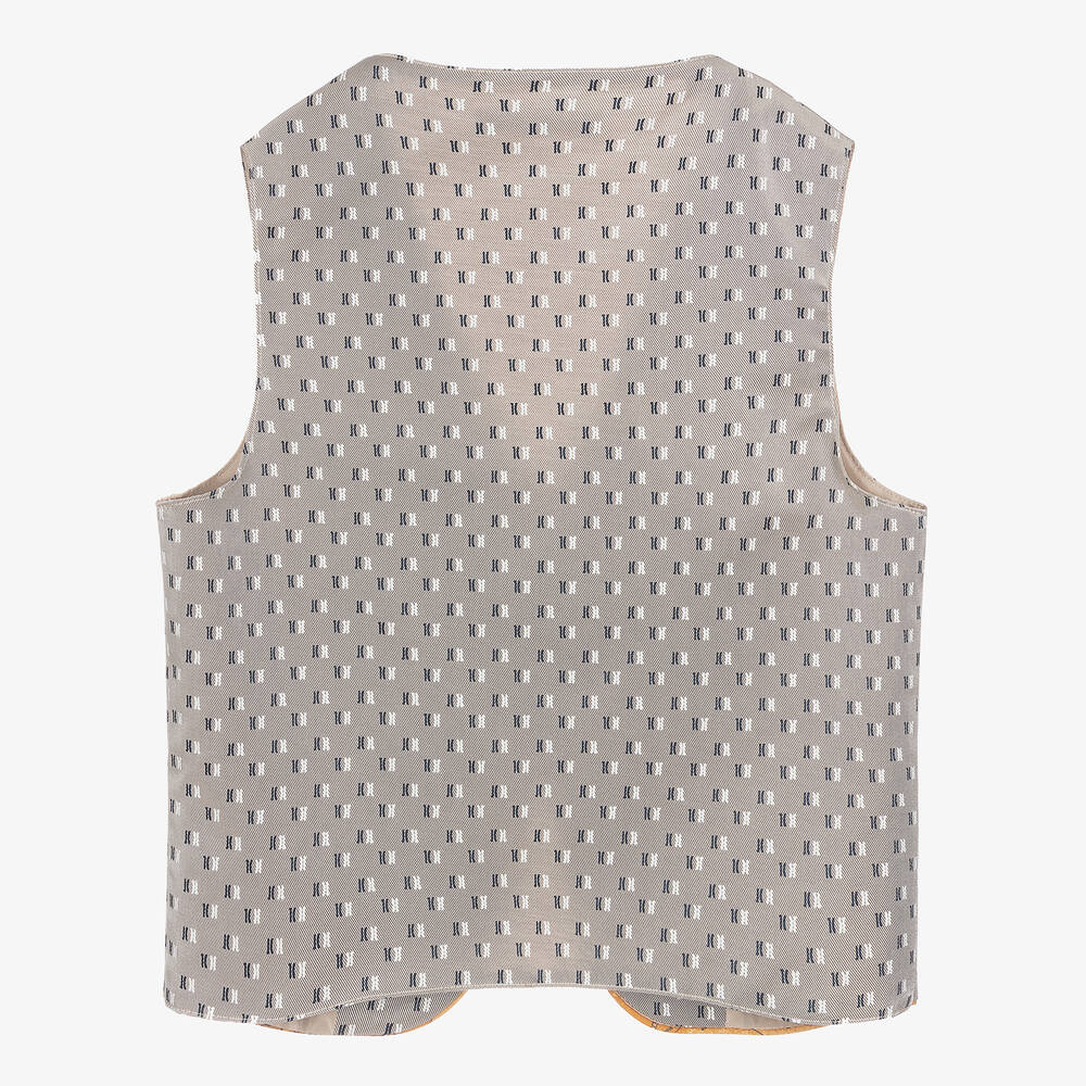 Alviero Martini-Teen Boys Beige Monogram Waistcoat | Childrensalon Outlet