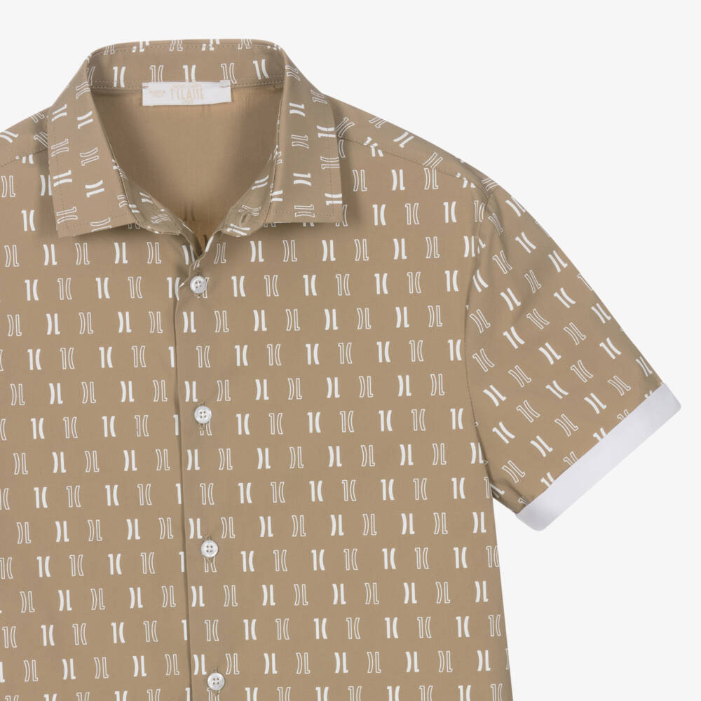 Alviero Martini-Teen Boys Beige & White Cotton Shorts Set | Childrensalon Outlet