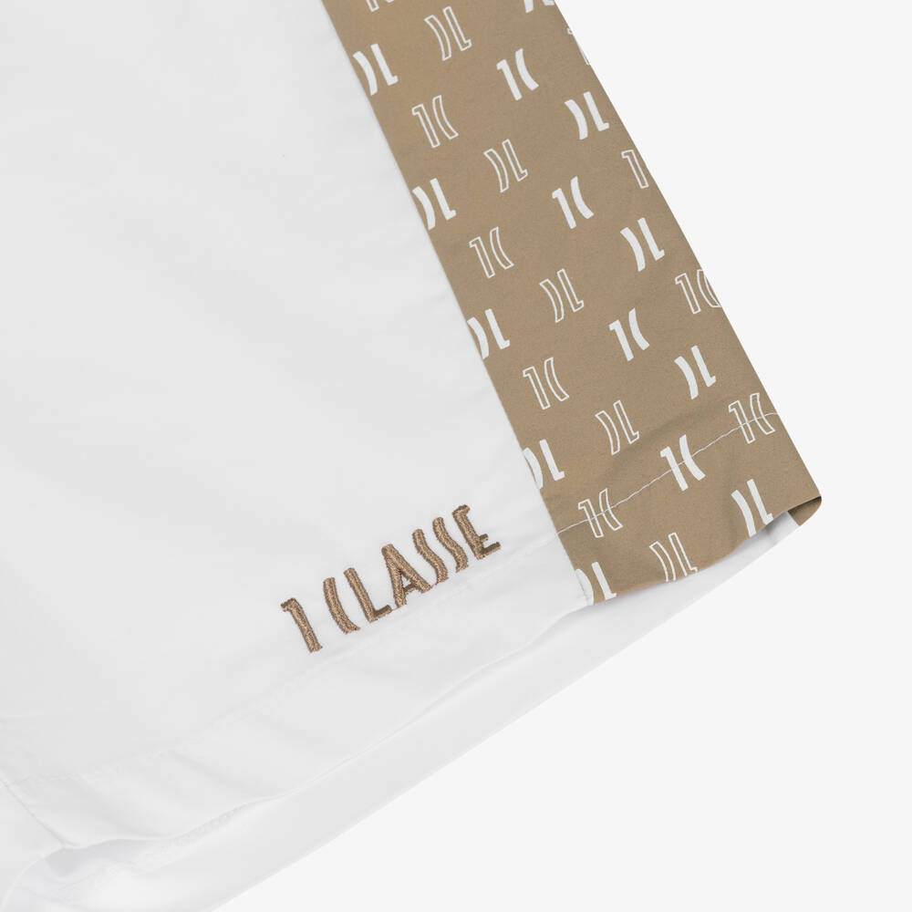 الفيرو مارتيني-طقم شورت قطن بوبلين لون بيج وأبيض للمراهقين | Childrensalon Outlet