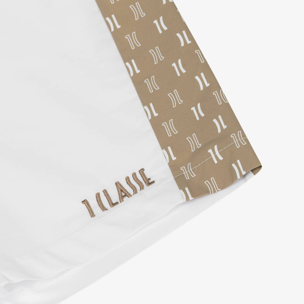 Alviero Martini-Teen Boys Beige & White Cotton Shorts Set | Childrensalon Outlet