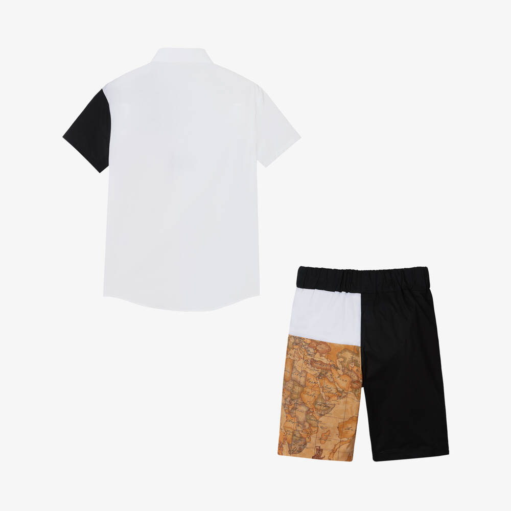 Alviero Martini-Teen Boys Black & Beige Geo Shorts Set | Childrensalon Outlet