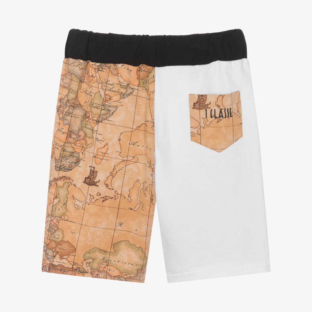Alviero Martini-Teen Boys Black Geo Map Shorts | Childrensalon Outlet