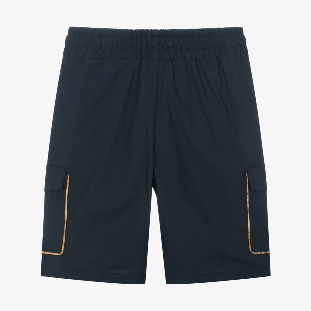 Alviero Martini-Teen Boys Blue Cotton Cargo Geo Shorts | Childrensalon Outlet