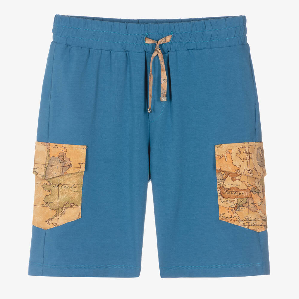 Alviero Martini - Teen Landkarten-Baumwollshorts blau | Childrensalon