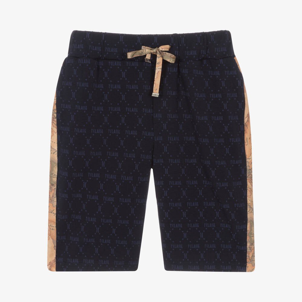 Alviero Martini Short bleu en coton Geo Map garcon Childrensalon Outlet
