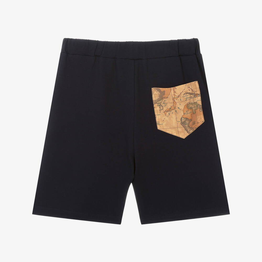 Alviero Martini-Teen Boys Blue Cotton Logo Shorts | Childrensalon Outlet