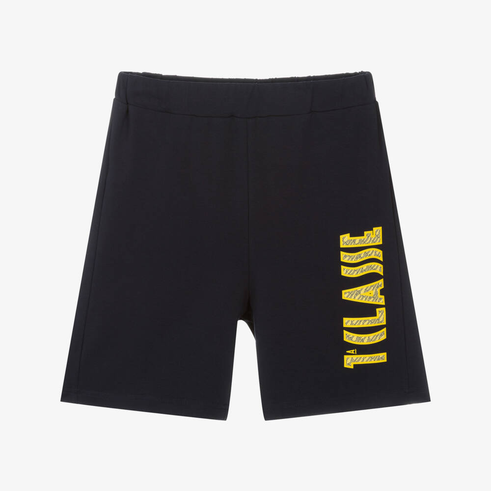 Alviero Martini-Teen Boys Blue Cotton Logo Shorts | Childrensalon Outlet