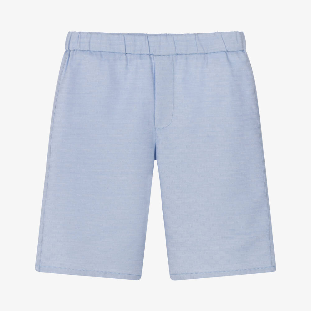 Alviero Martini - Short bleu en coton à monogrammes | Childrensalon