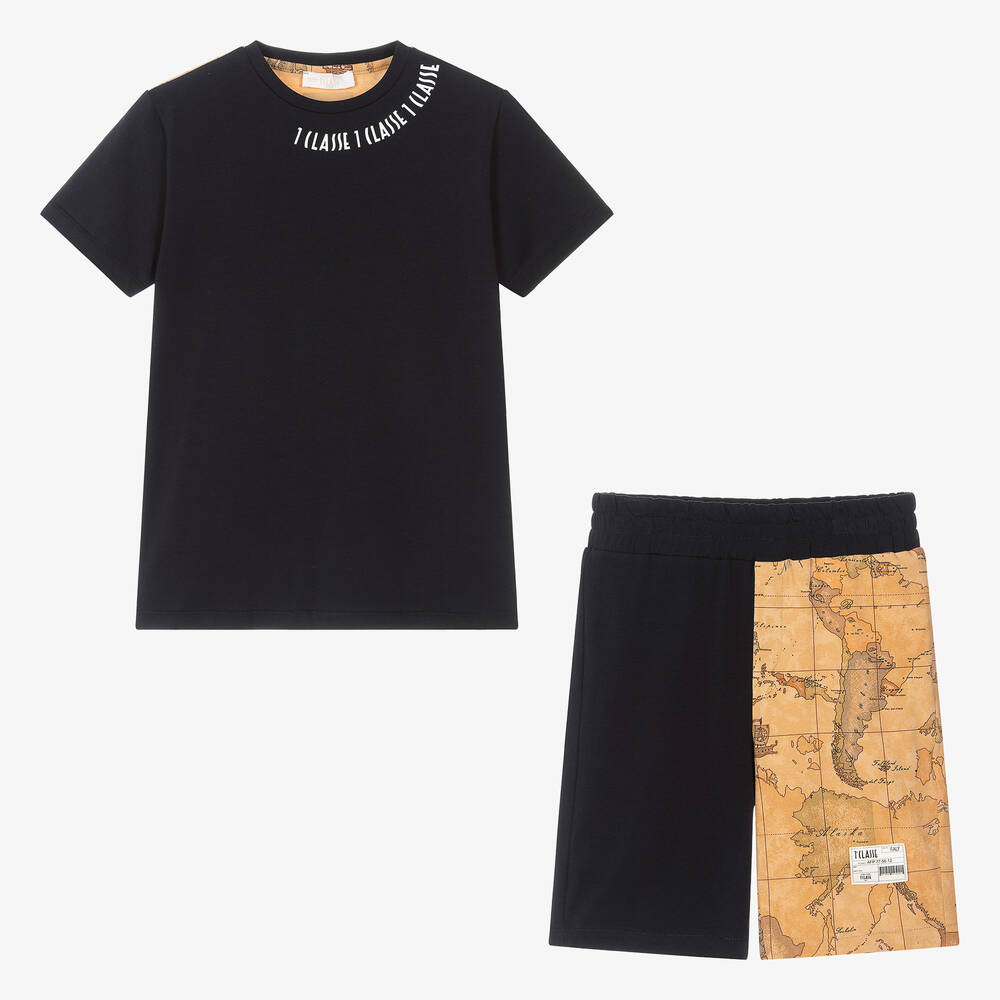 Alviero Martini-Teen Boys Blue Cotton Shorts Set | Childrensalon Outlet