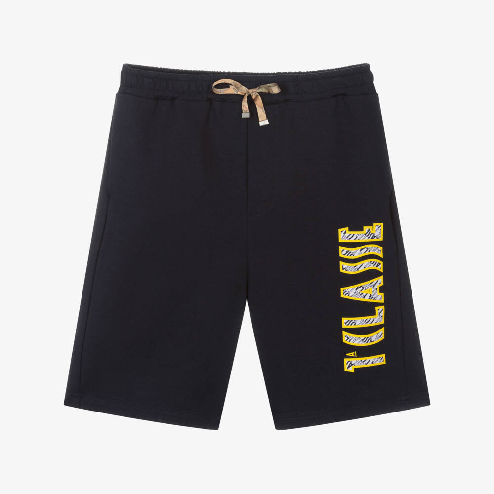 Alviero Martini-Teen Boys Blue Geo Map Cotton Shorts | Childrensalon Outlet