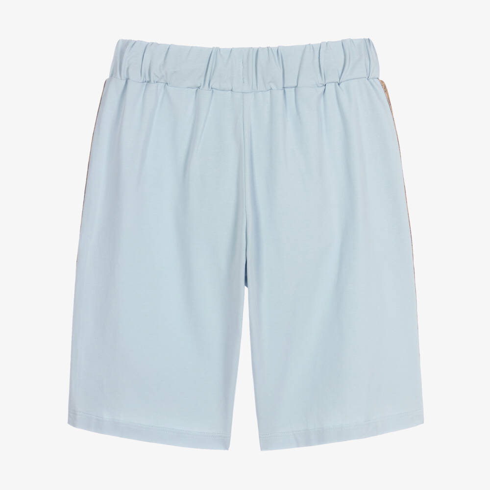 Alviero Martini-Teen Boys Blue Geo Map Cotton Shorts | Childrensalon Outlet