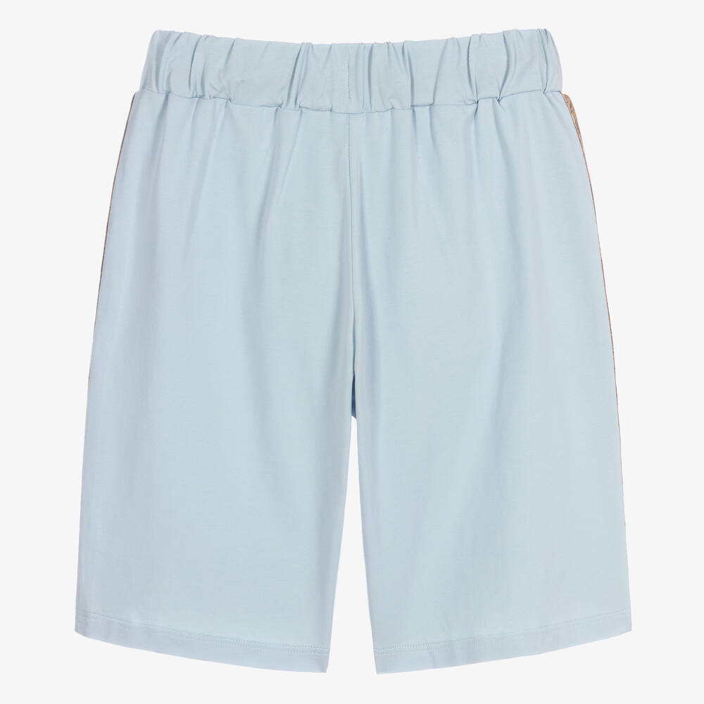 Alviero Martini-Teen Boys Blue Geo Map Cotton Shorts | Childrensalon Outlet