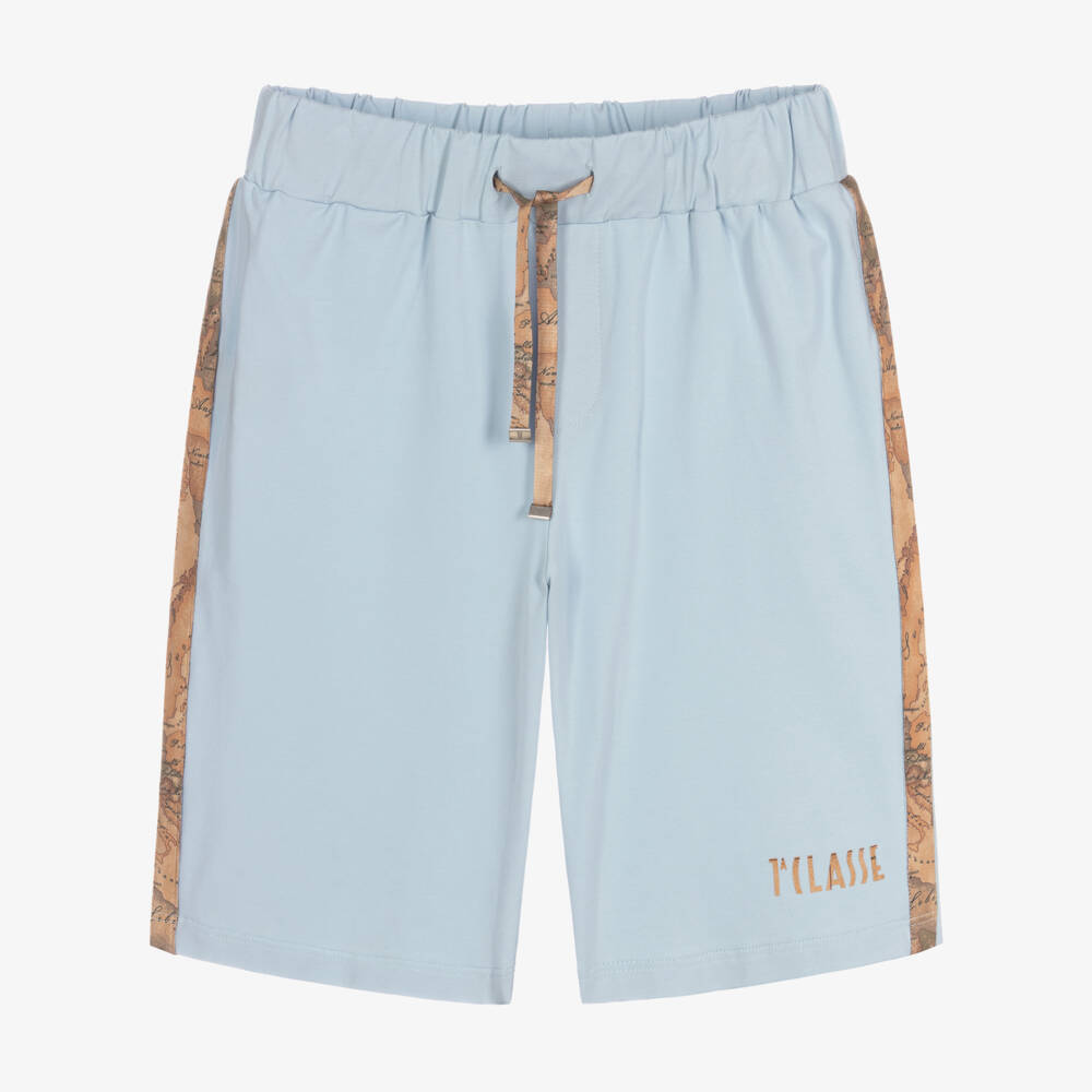 Alviero Martini-Teen Boys Blue Geo Map Cotton Shorts | Childrensalon Outlet