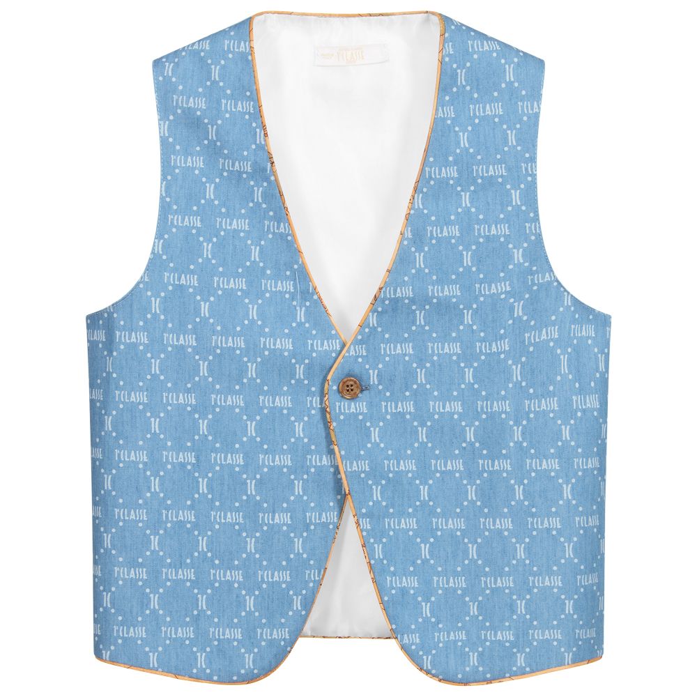 Alviero Martini-Teen Boys Blue Logo Waistcoat | Childrensalon Outlet
