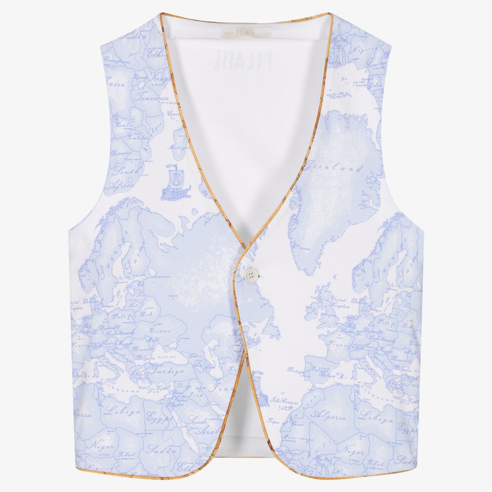 Alviero Martini - Teen Boys Blue Logo Waistcoat | Childrensalon