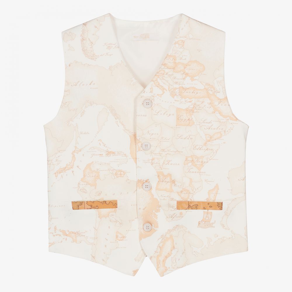 Alviero Martini - Teen Boys Geo Map Waistcoat | Childrensalon