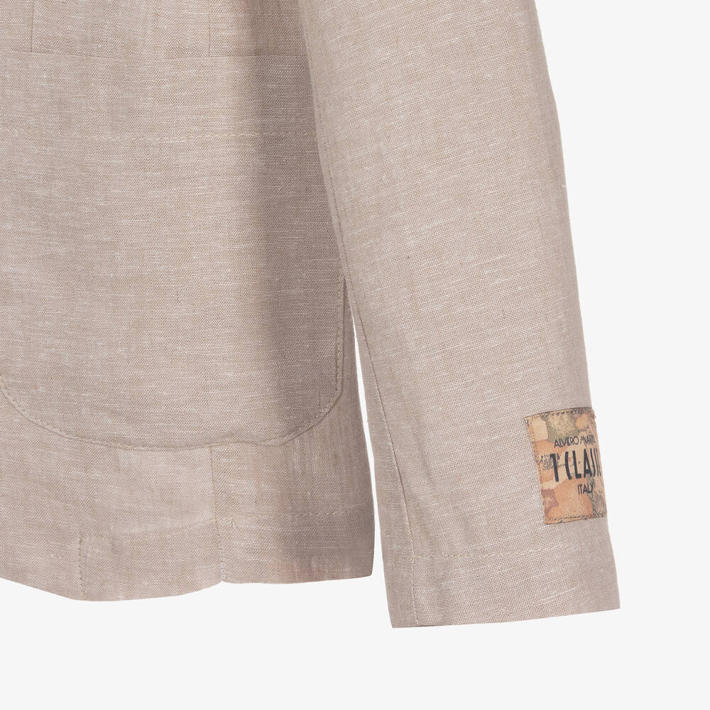 Alviero Martini-Teen Boys Light Beige Geo Map Linen Suit | Childrensalon Outlet