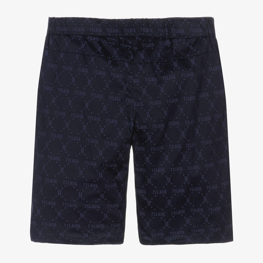 Alviero Martini-Teen Boys Navy Blue Monogram Shorts | Childrensalon Outlet