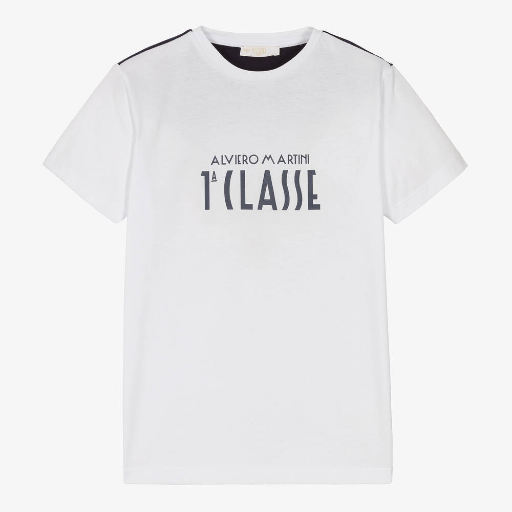 Alviero Martini - Teen Boys White 1a Classe Logo T-Shirt | Childrensalon