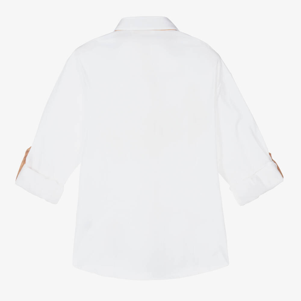 Alviero Martini-Teen Boys White Cotton Shirt | Childrensalon Outlet