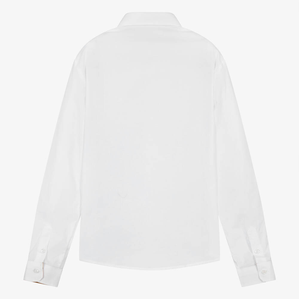 Alviero Martini-قميص بربطة عنق قطن لون أبيض للمراهقين | Childrensalon Outlet